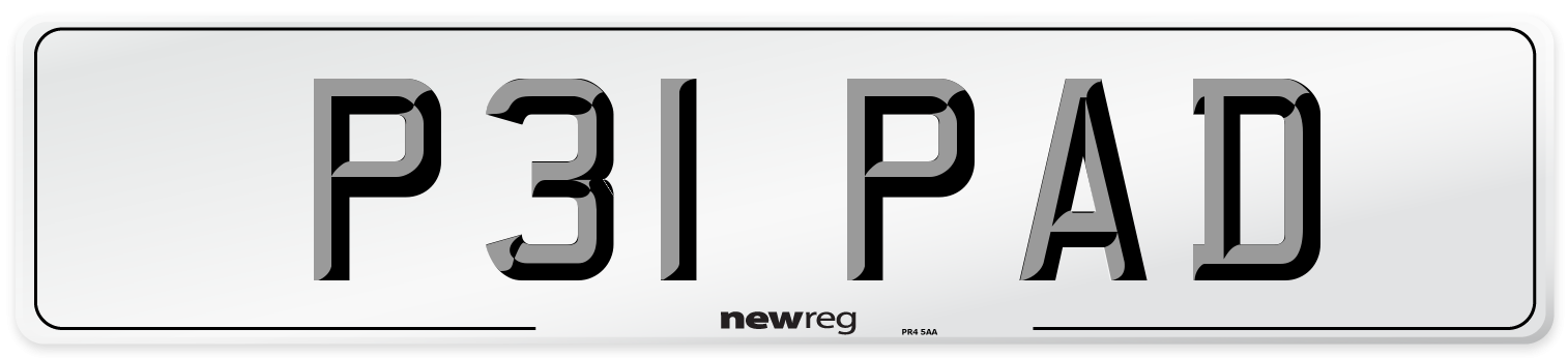 P31 PAD Number Plate from New Reg